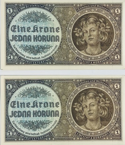 1 koruna, Protektorát